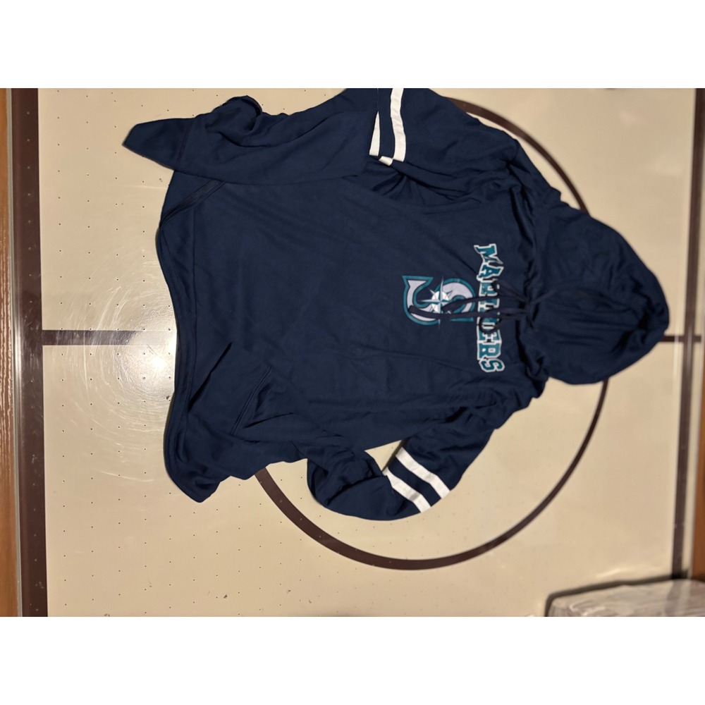 Concepts Sport Seattle Mariners MLB Hoodie Navy Blue Varsity Stripe Pullover XL